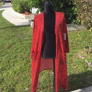 LulaRoe kimono Size L st Sarah Red Black & White